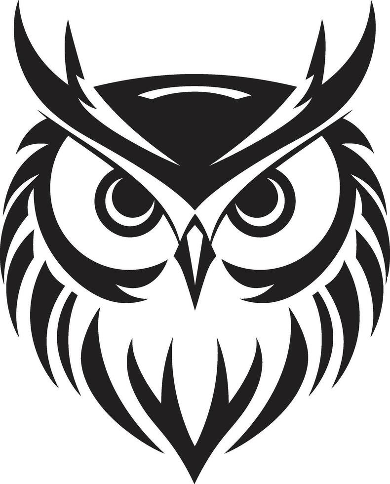 Nocturnal Guardian Emblem Sleek Owl Logo Design Dark Owl Silhouette Intricate Noir Inspired Black Icon for a Captivating Image vector