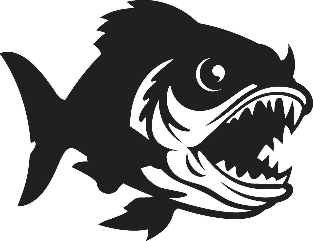 Underwater Menace Sleek Black Emblem for a Captivating Image Razor Teeth Unleashed Contemporary Logo with Stylish Piranha vector