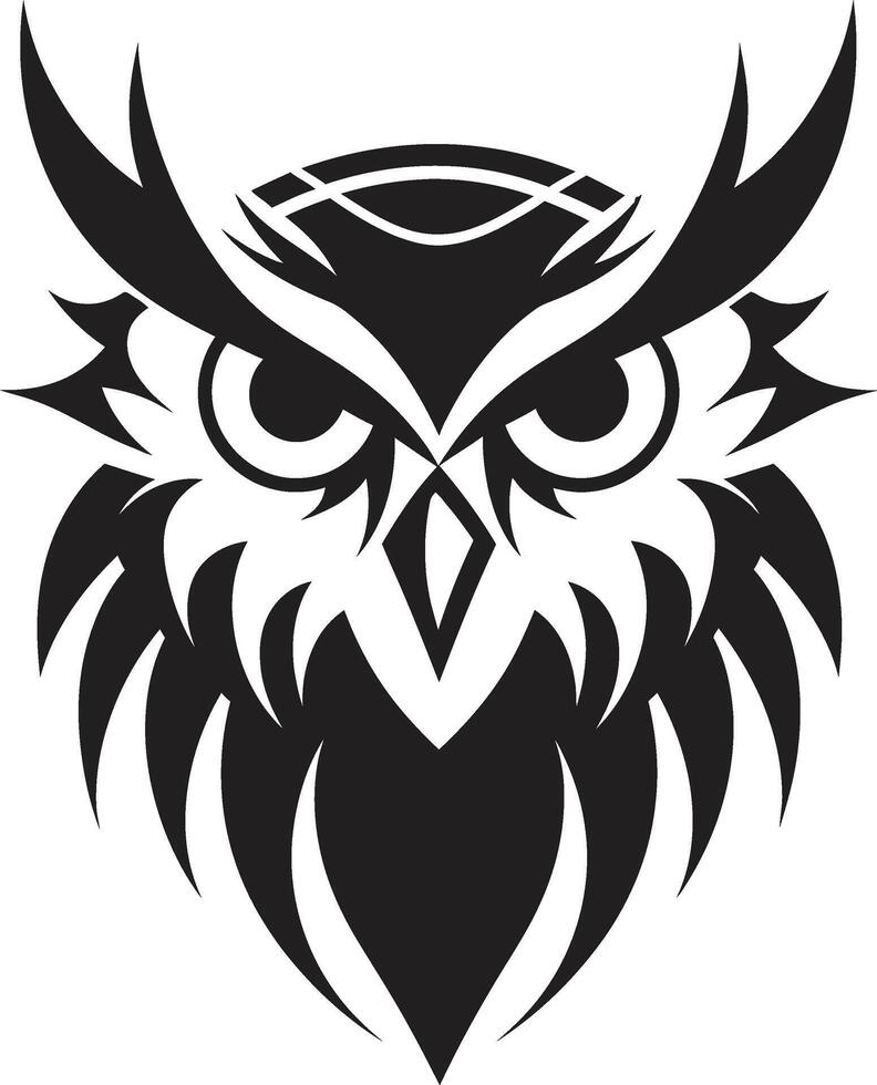 Night Vision Elegant Logo with Noir Black Owl Design Wise Guardian Chic Black Icon with Elegant Owl Emblem vector