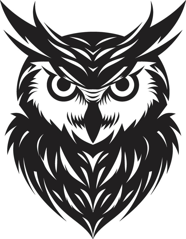 Moonlit Owl Graphic Elegant Black Owl Logo Design Eagle eyed Wisdom Stylish Illustration with Owl Design vector