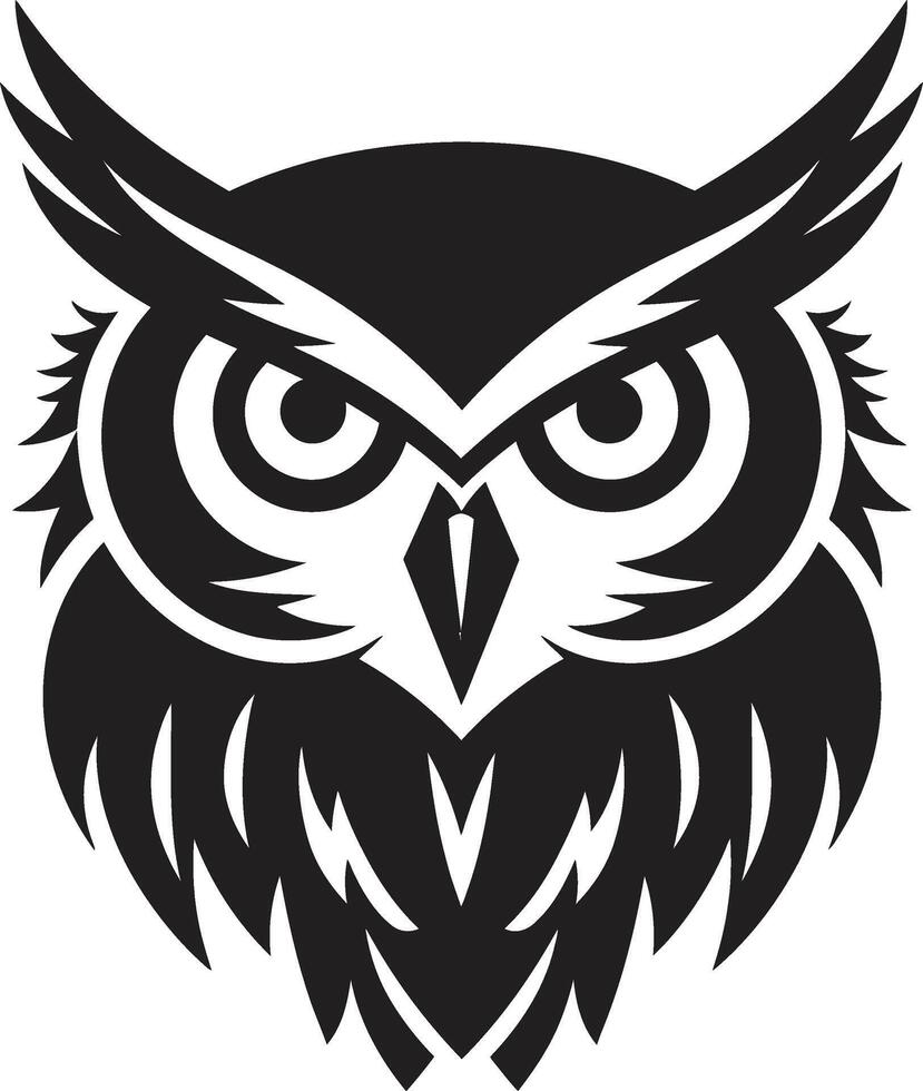 Night Vision Intricate Logo with Noir Black Owl Design Wise Guardian Emblem Contemporary Art with Elegant Owl Touch vector