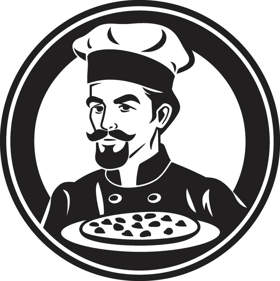 culinario genio elegante emblema para un cautivador pizzería sabroso rebanada soltado contemporáneo negro icono para delicioso marca vector