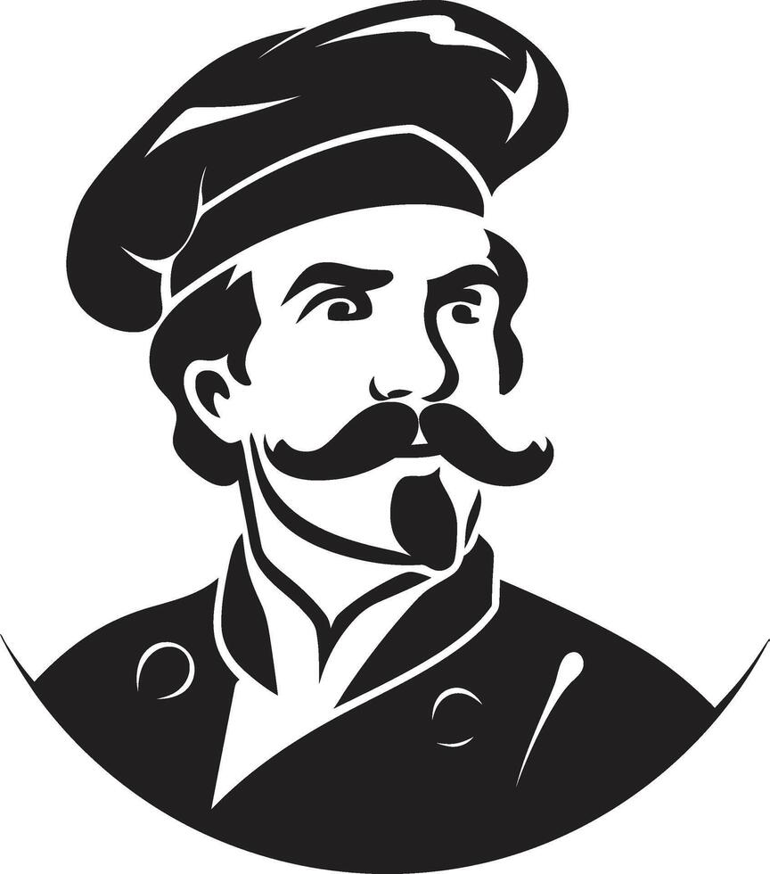 Gourmet Pie Icon Sleek Black Emblem Illustration for a Tasty Image Pizza Delight Maestro Dark Icon with Intricate Chefs Design vector