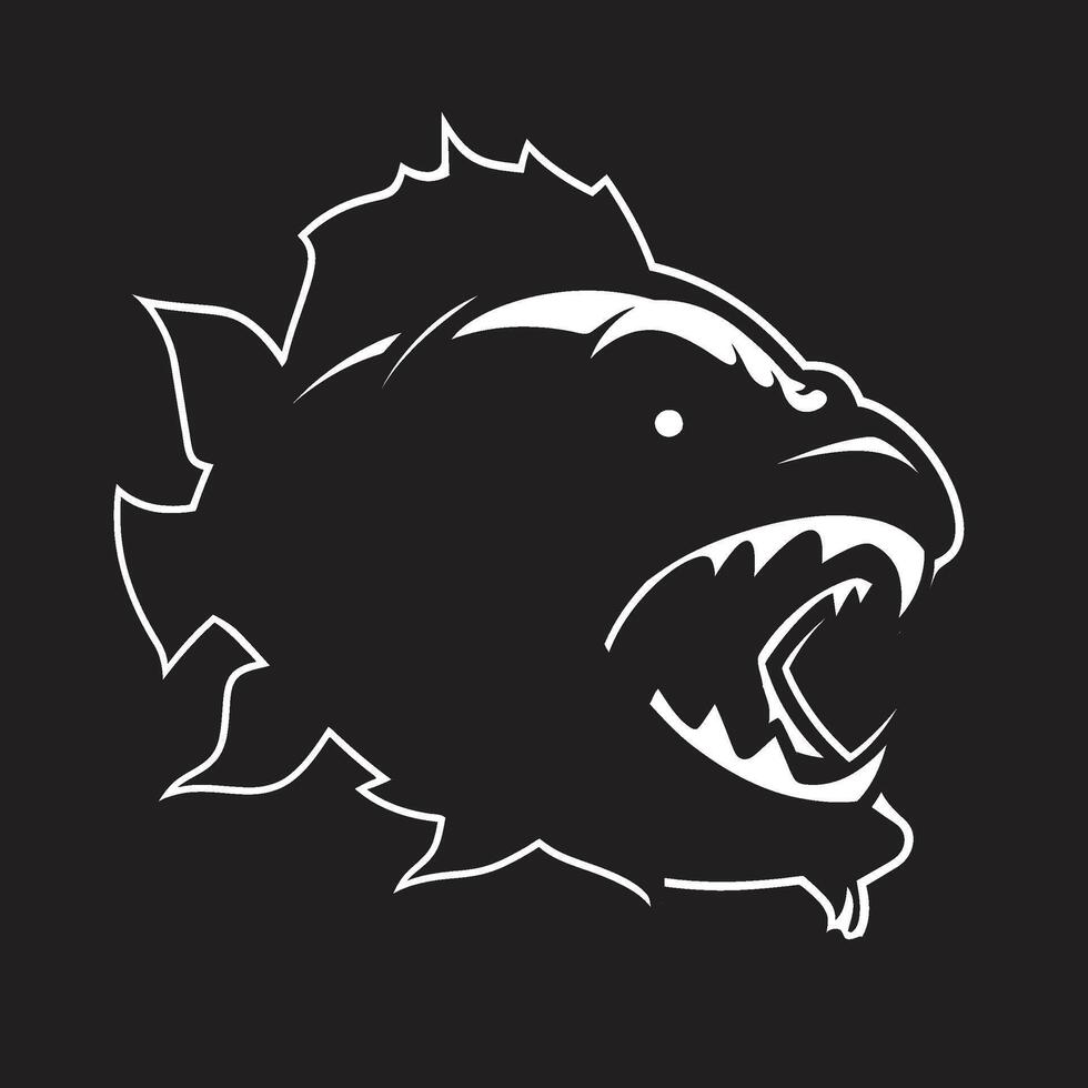Razor Teeth Unleashed Contemporary Logo with Stylish Piranha Predatory Force Intricate Black Icon Illustration for Modern Branding vector