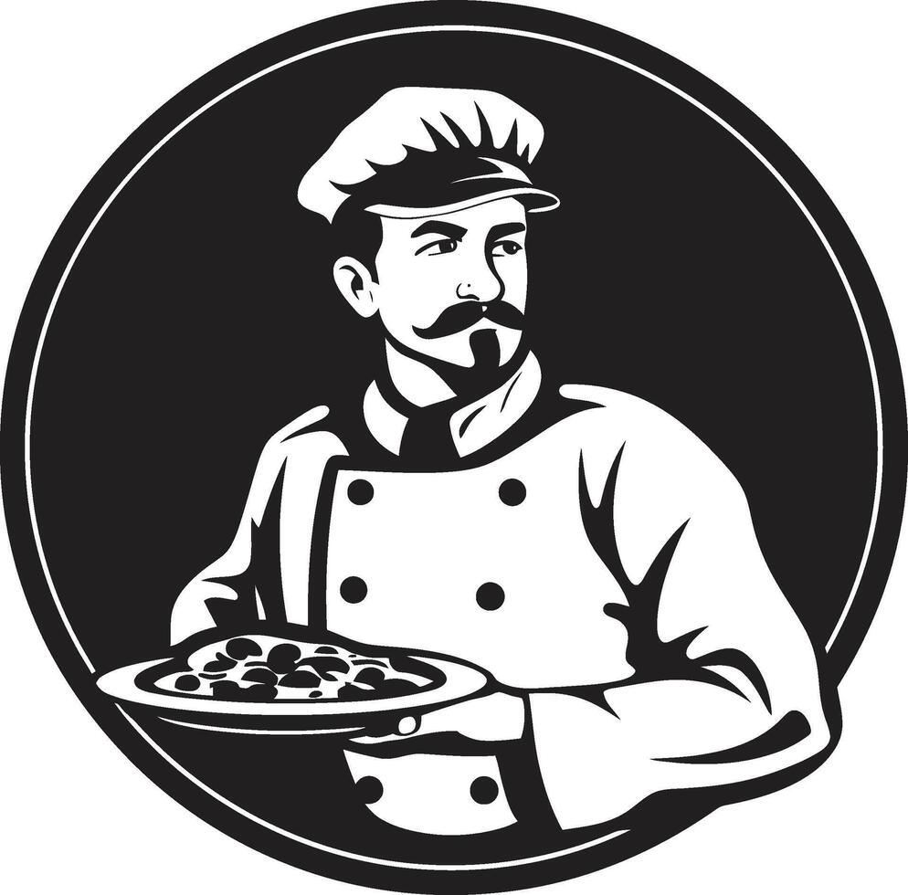 Pizza Artistry Unleashed Elegant Black Emblem for Modern Branding Flavorful Creation Stylish Logo with Intricate Culinary Art vector