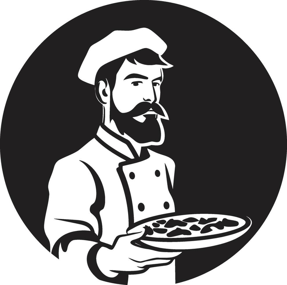 gusto sensación elegante logo con negrita negro culinario diseño culinario maestría intrincado negro emblema para un moderno pizzería Mira vector