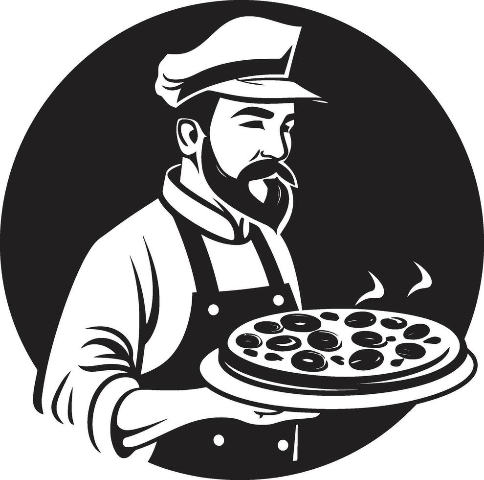 Taste Sensation Intricate Silhouette in Bold Black Gourmet Slice Chic Black Icon with Sleek Pizzeria Silhouette vector