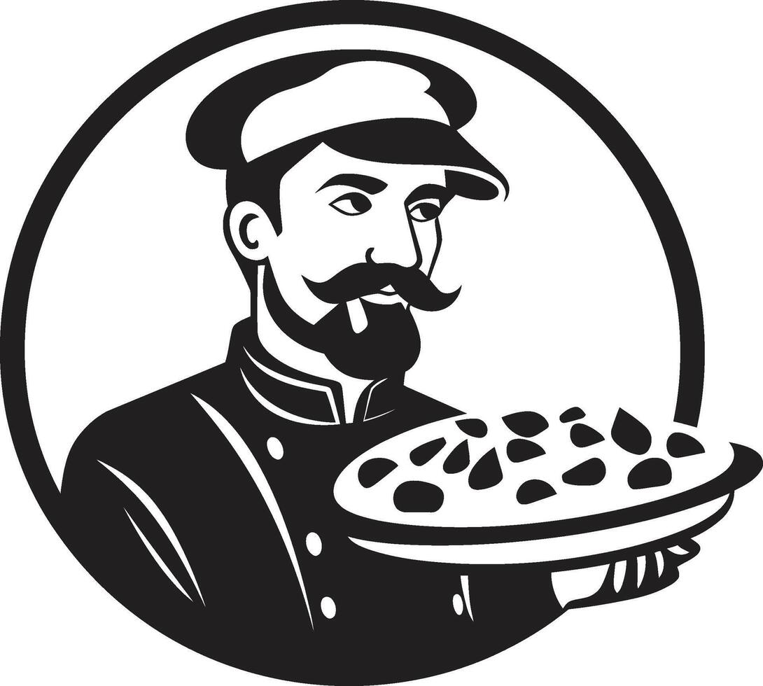 culinario maestría minimalista emblema para un moderno pizzería noir Pizza arte elegante negro icono ilustración para delicioso marca vector