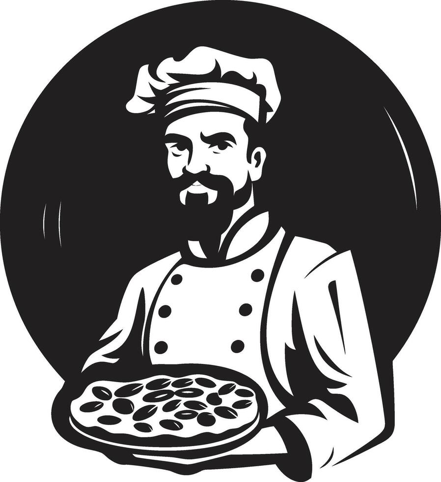 Savory Slice Unleashed Dark Icon for a Captivating Image Pizza Artistry Unleashed Elegant Black Logo with Modern Culinary Touch vector