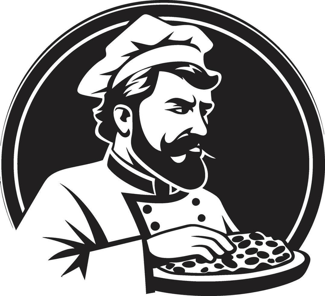 sabroso rebanada maestro oscuro icono con intrincado culinario diseño Pizza arte soltado elegante negro emblema para moderno marca vector