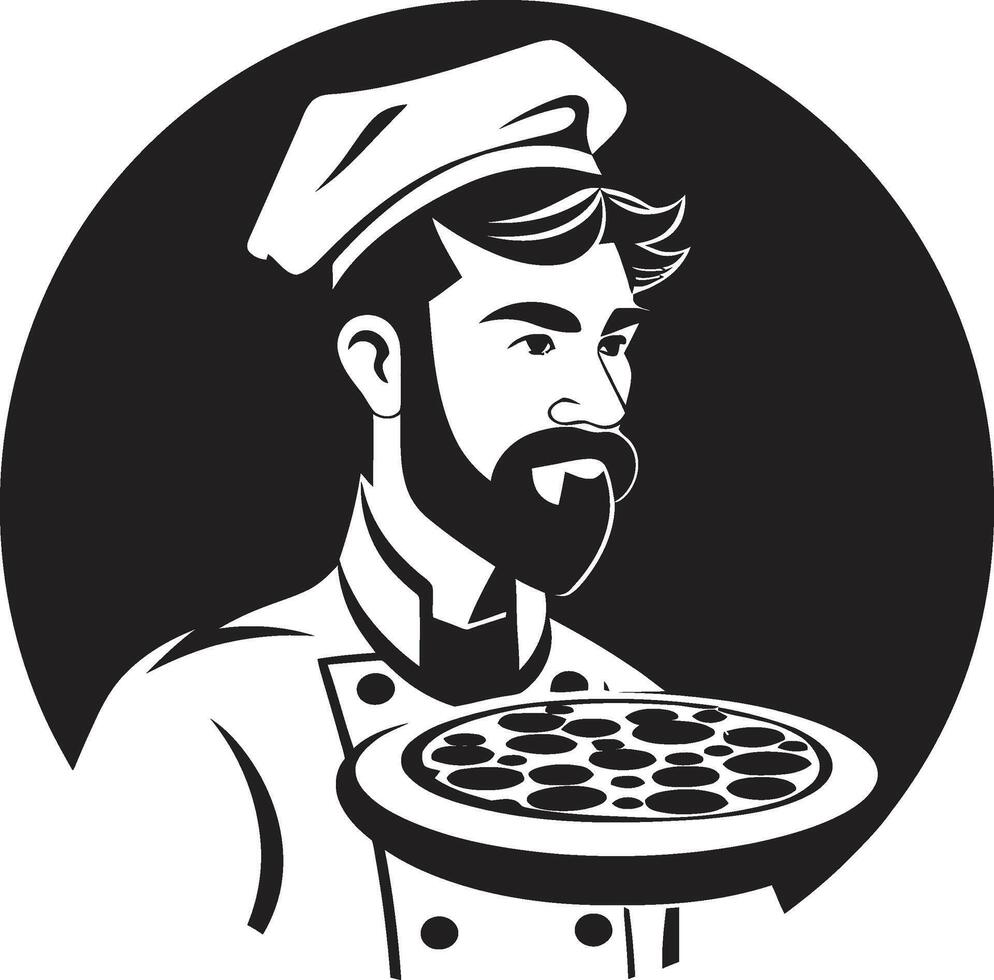 Taste Sensation Elegant Logo with Bold Black Culinary Design Culinary Mastery Intricate Black Emblem for a Modern Pizzeria Look vector