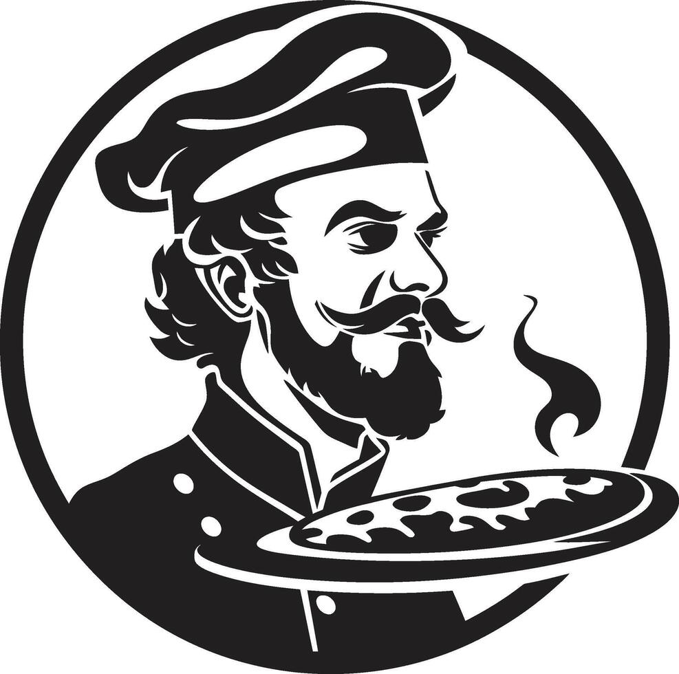 rebanada sensación intrincado silueta en negrita negro Agua en la boca cocinero pulcro negro logo con Pizza silueta vector