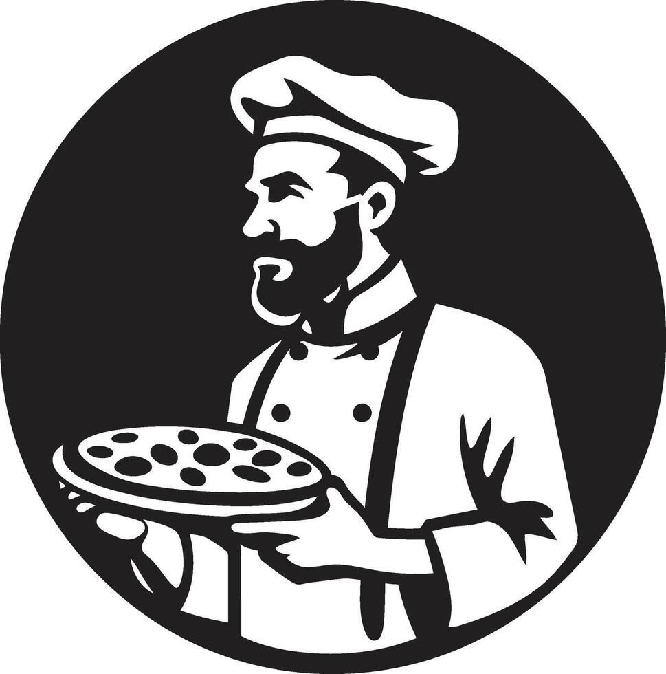 Culinary Mastery Stylish Emblem for a Delectable Pizzeria Noir Pizza Craft Elegant Black Icon Illustration for a Captivating Image vector