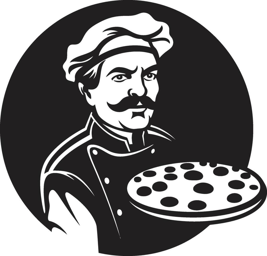 Artisanal Slice Minimalistic Black Icon Design for a Tasty Image Gourmet Pie Icon Chic Illustration with Elegant Pizza Silhouette vector