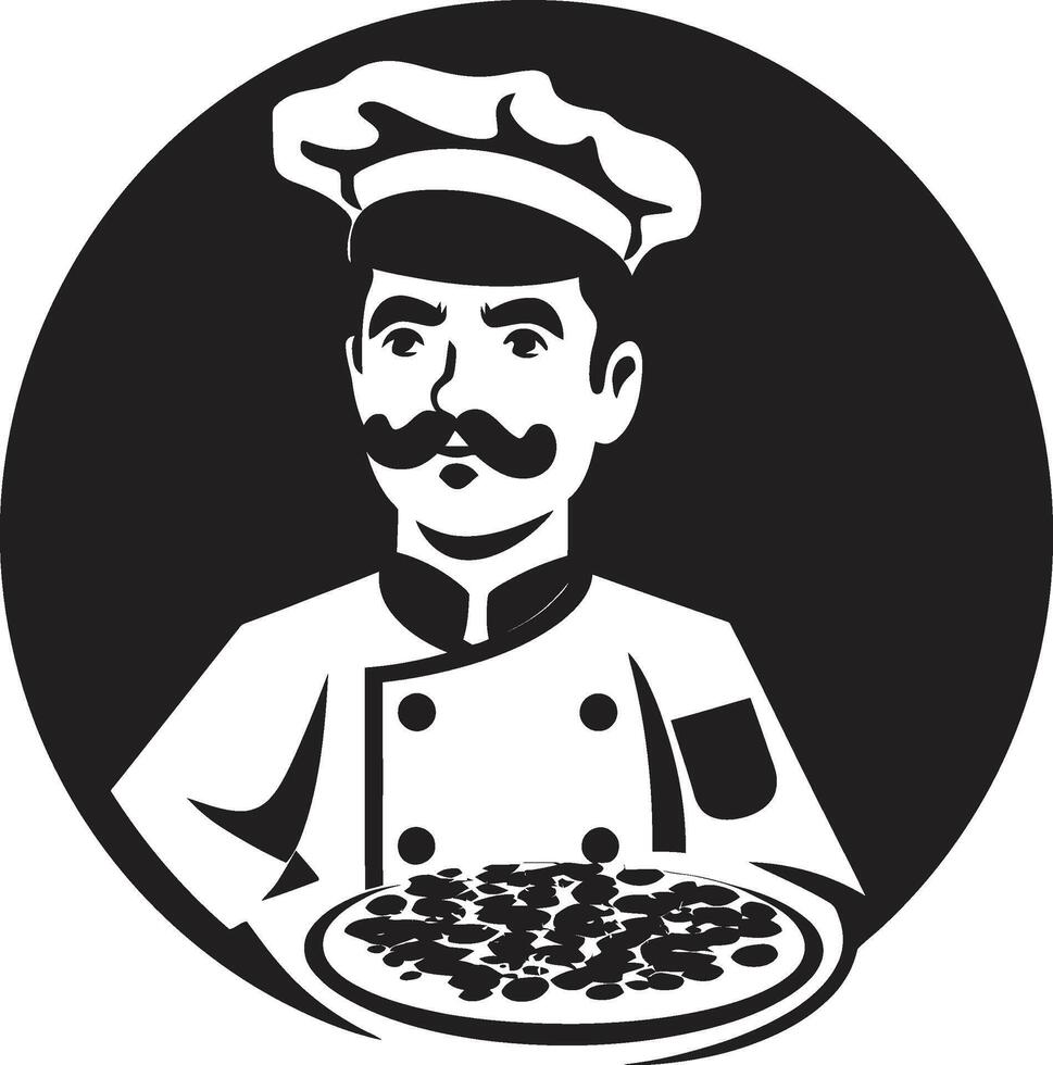 artesanal pizzaiolo elegante icono con pulcro Pizza silueta sabroso rebanada soltado oscuro icono para un cautivador imagen vector