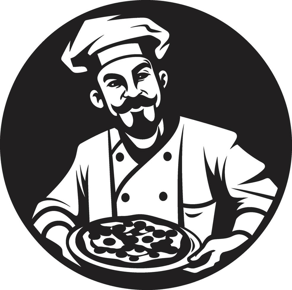 Pizza Artistry Unleashed Elegant Black Logo with Modern Culinary Touch Flavorful Creation Stylish Emblem for a Tasty Brand vector