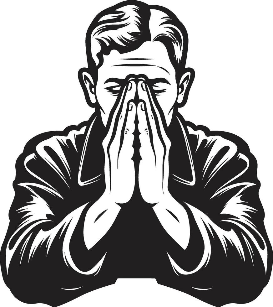 Celestial Connections Logo of Praying Hands Spiritual Silhouettes Black Iconic Praying Hands vector