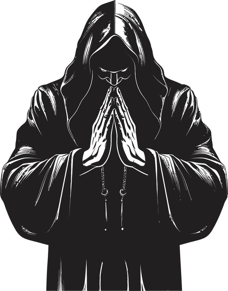 Ethereal Elegance Minimalistic Praying Man Hands Logo Tranquil Touch Black Icon Design of Praying Hands vector