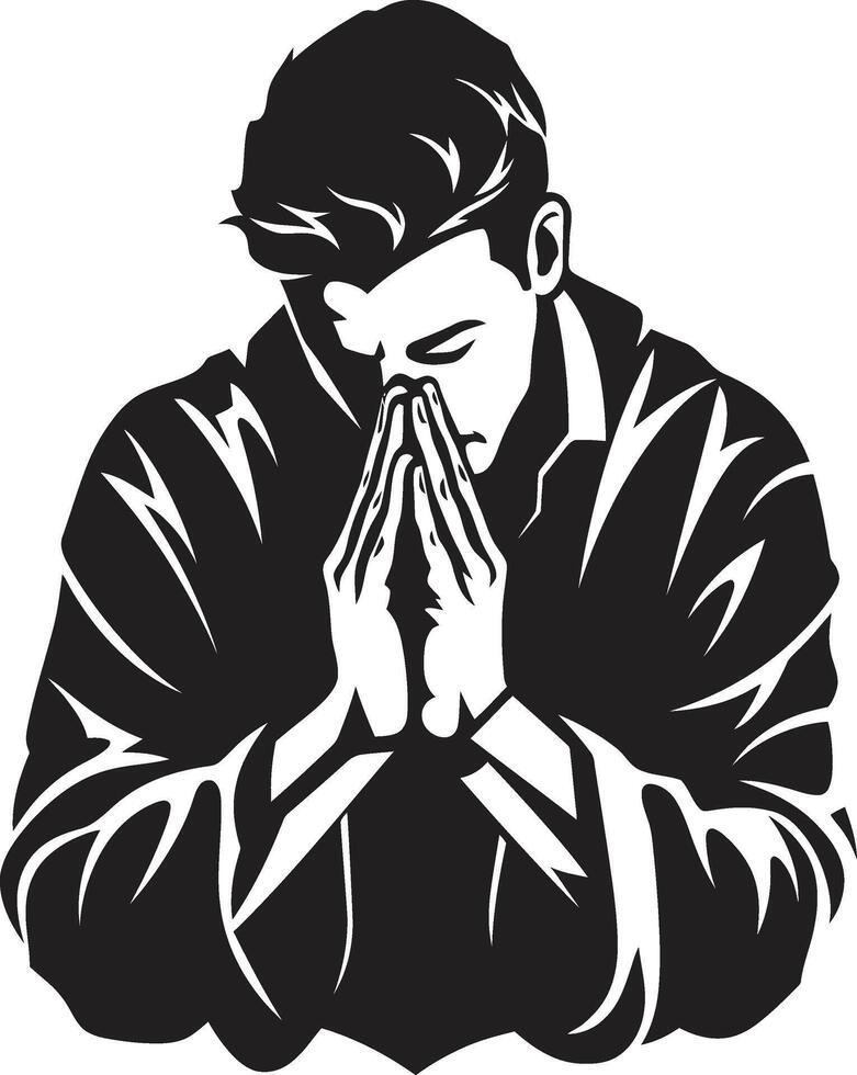 Heavenly Handiwork Logo of Praying Hands in Black Devotional Designs Praying Man Hands Icon in vector