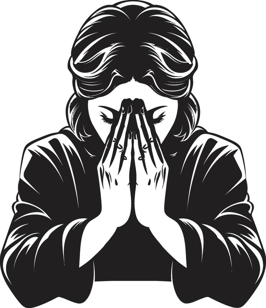 Celestial Constructs Black Praying Woman Hands Soulful Sketches Praying Womans Hands Icon Design in Black vector