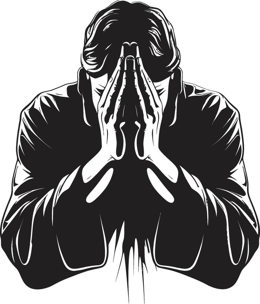 Graceful Glyphs Logo of Praying Womans Hands in Black Holistic Harmony Praying Womans Hands Icon Design in Black vector