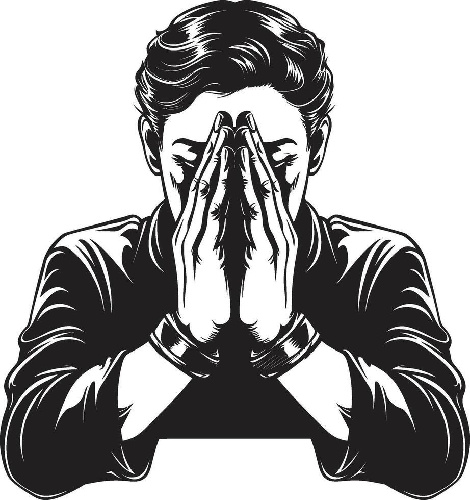 Devotion Defined Praying Woman Hands Icon in Black Graceful Glyphs Logo of Praying Womans Hands in Black vector