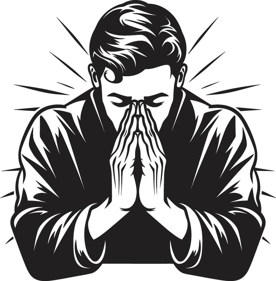 Sacred Shadows Black Praying Hands Icon in Tranquil Tributes Logo of Praying Hands in Black vector