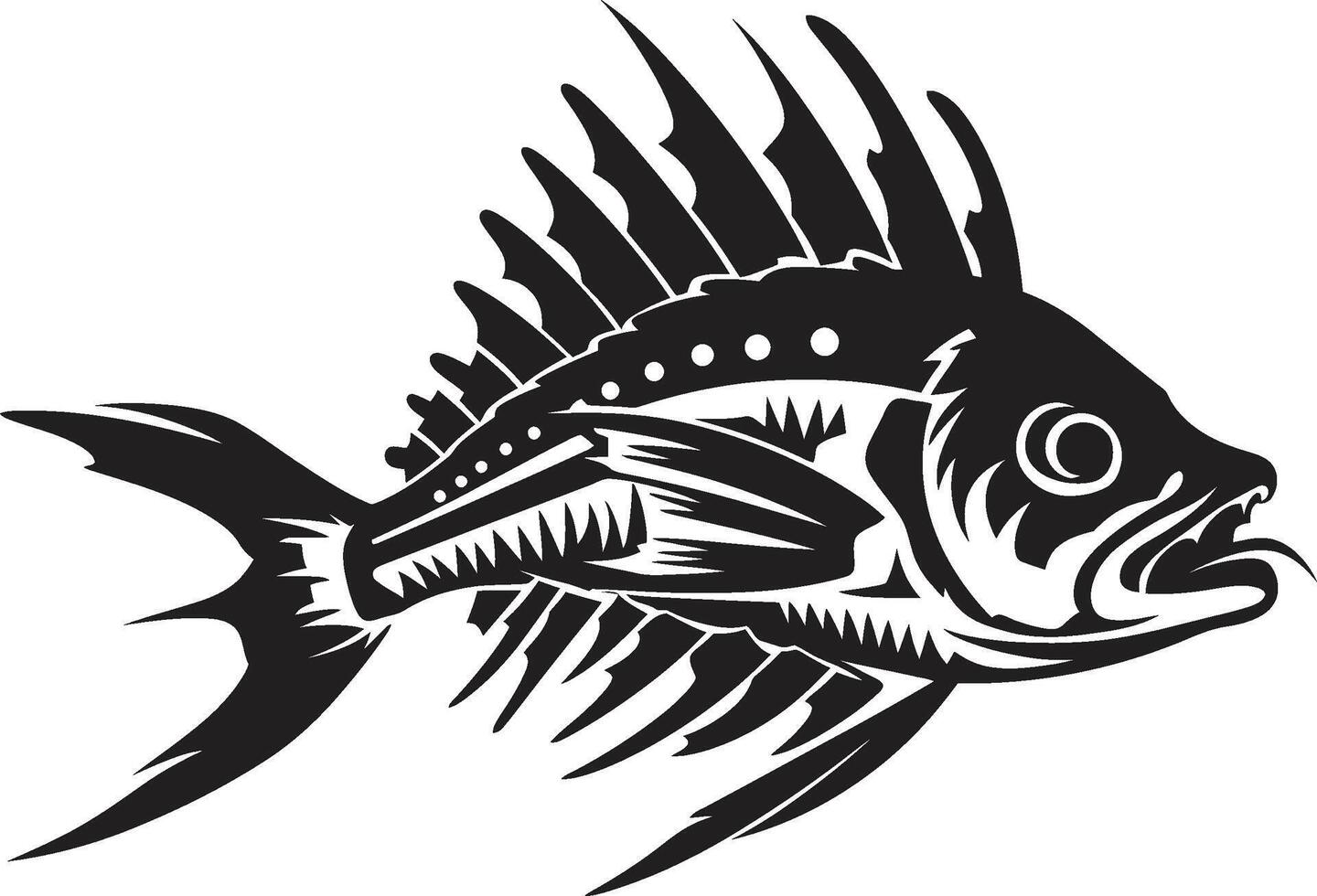 feroz aletas negro icono diseño de depredador pescado esqueleto logo siniestro esquelético minimalista depredador pescado esqueleto logo en negro vector