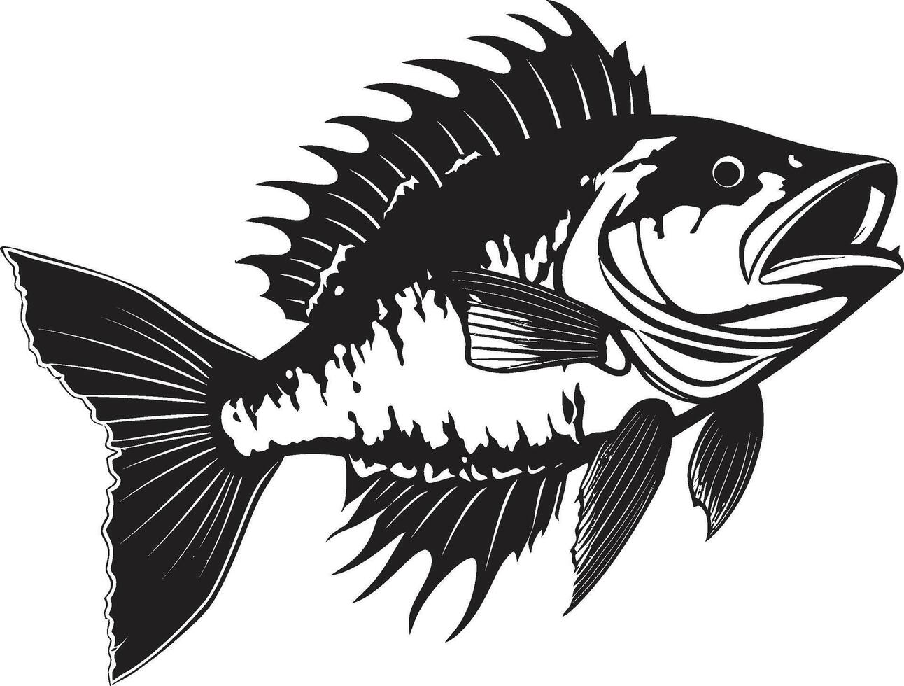 macabro morfología negro logo para depredador pescado esqueleto emblema serrado espectro símbolo negro icono diseño para depredador pescado esqueleto vector