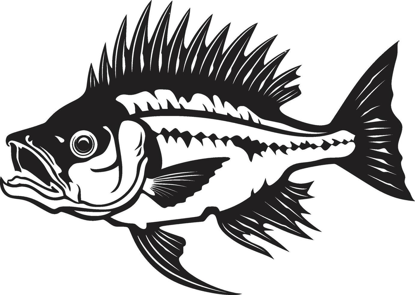 amenazador médula marca negro icono para depredador pescado esqueleto emblema vicioso vertebrado emblema negro diseño para depredador pescado esqueleto vector