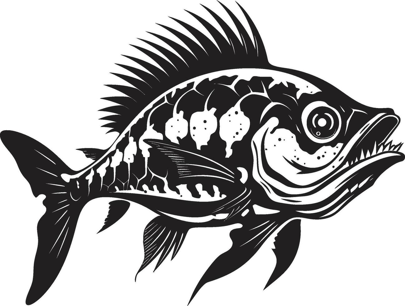 sigilo esqueleto símbolo negro logo para depredador pescado esqueleto feroz marco de referencia icónico negro diseño para depredador pescado esqueleto vector