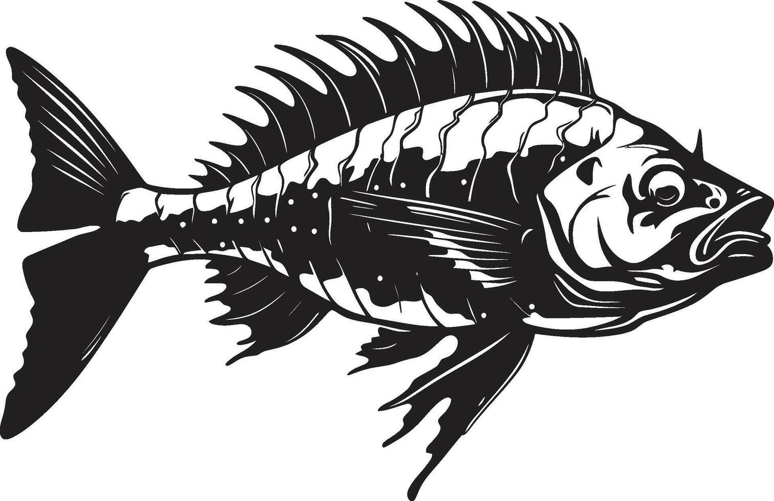 Haunting Harbinger Minimalistic Black Icon Design for Predator Fish Skeleton Grisly Glyphs Black Logo for Predator Fish Skeleton Emblem vector