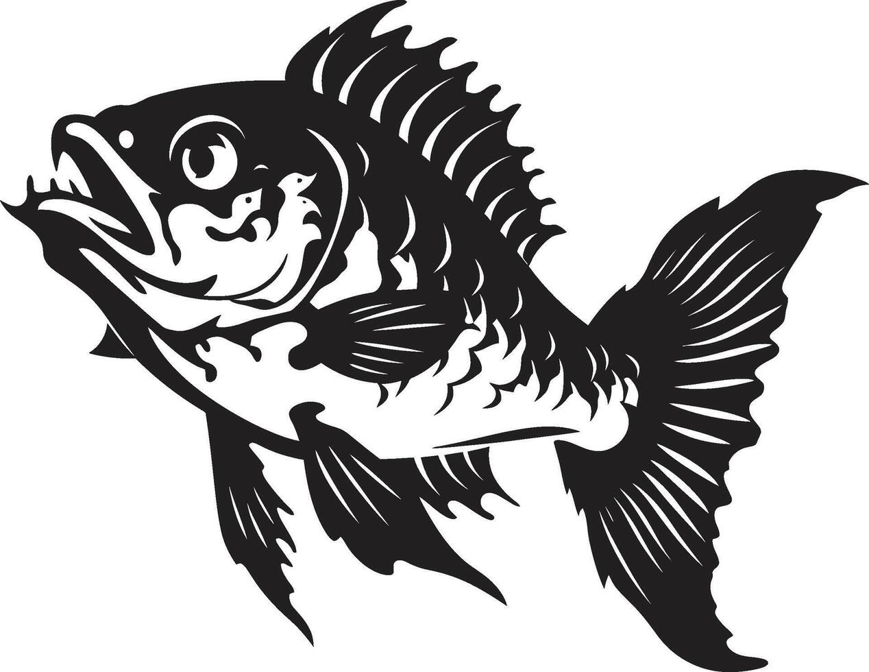 fantasma fisiología emblema negro logo para depredador pescado esqueleto severo branquias glifo elegante negro icono diseño para depredador pescado esqueleto vector