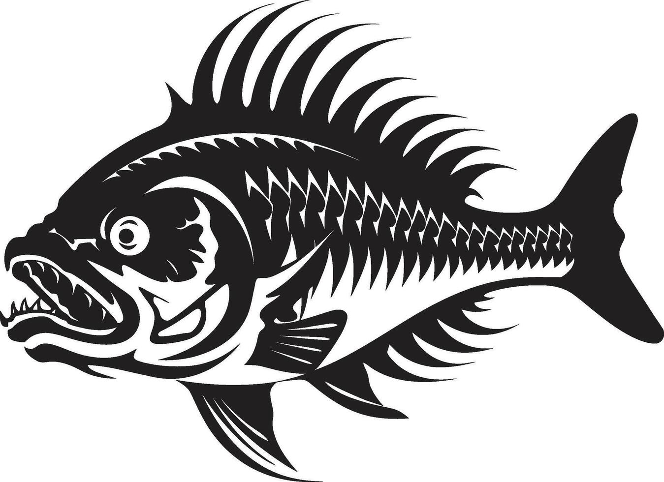 macabí gigante negro icono para depredador pescado esqueleto logo diseño fantasma fisiología emblema negro logo para depredador pescado esqueleto vector