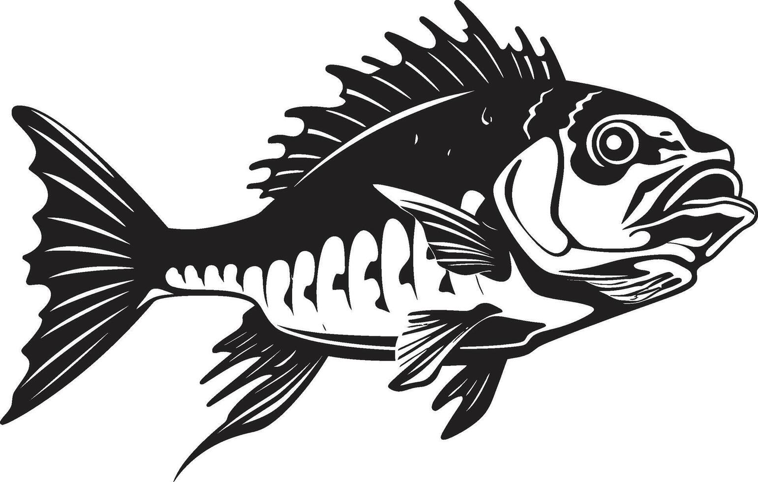 Bonefish Behemoth Black Icon Design of Predator Fish Skeleton Logo Phantom Physiology Logo of Predator Fish Skeleton in Black vector