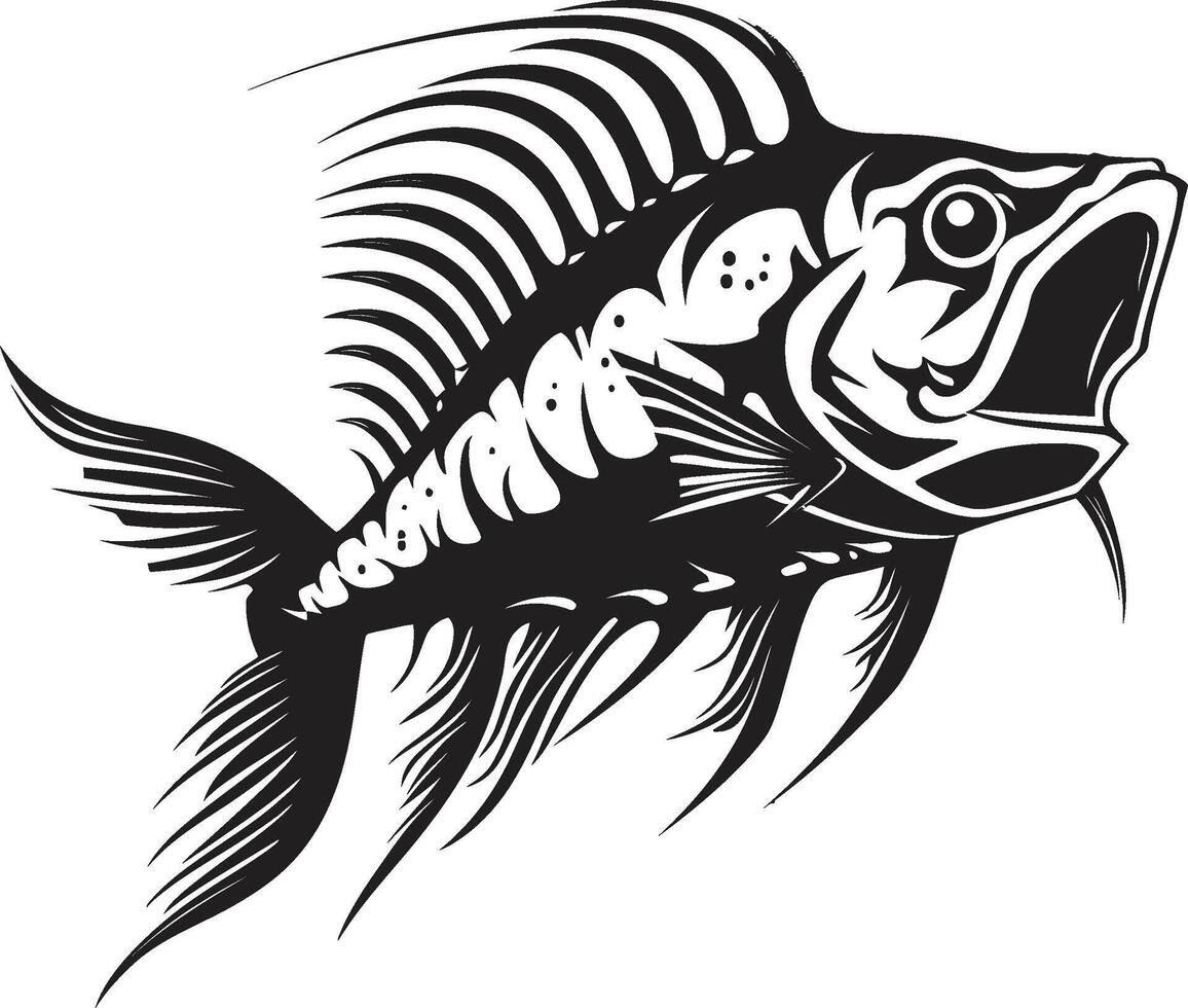 Grim Gills Glyph Elegant Black Icon Design for Predator Fish Skeleton Savage Skeletal Symbol Black Logo for Predator Fish Skeleton vector