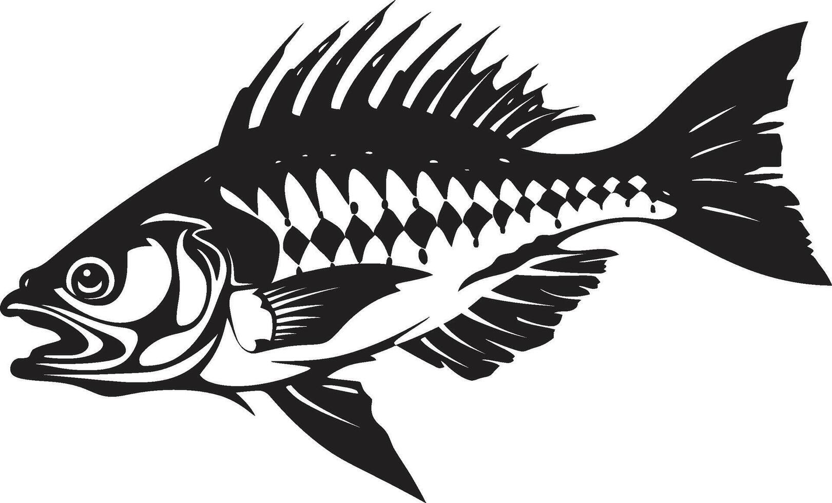 Serrated Specter Symbol Black Icon Design for Predator Fish Skeleton Stealth Skeleton Mark Elegant Black for Predator Fish Skeleton Logo vector