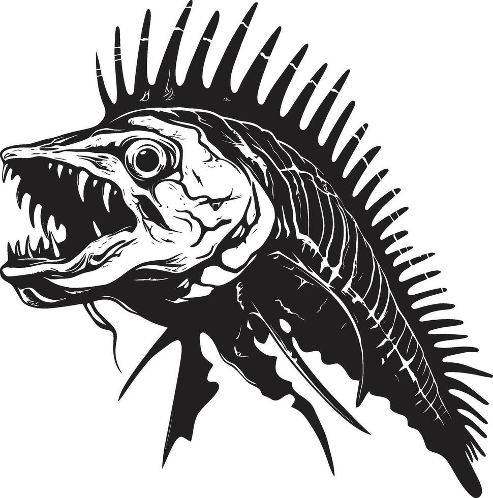 Serrated Specter Symbol Black Icon Design for Predator Fish Skeleton Stealth Skeleton Mark Elegant Black for Predator Fish Skeleton Logo vector