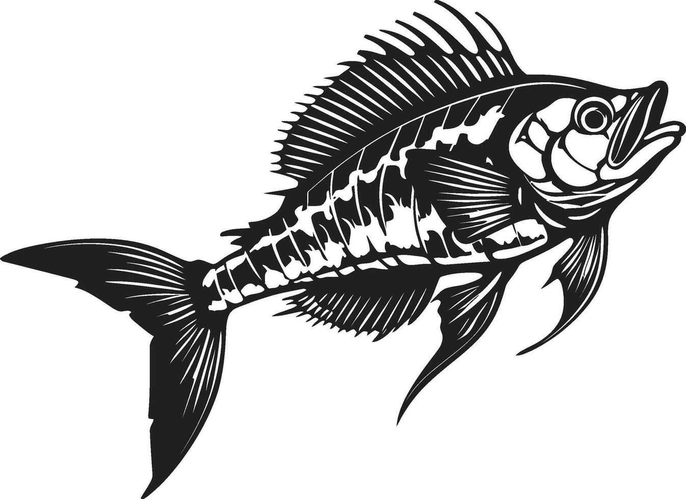 Macabre Morphology Elegant Design for Predator Fish Skeleton Logo Serrated Specter Black Icon of Predator Fish Skeleton Logo Design vector
