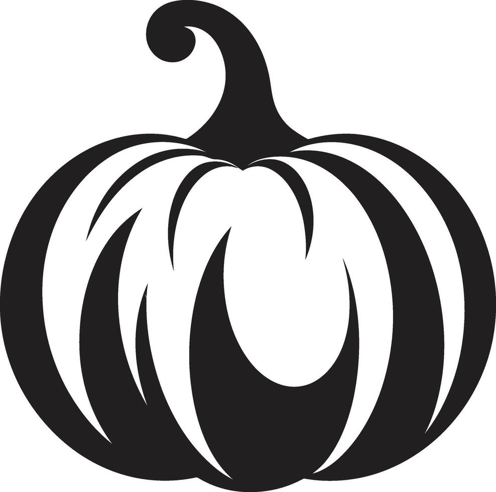 Harvest Hues Black Iconic Pumpkin Design Ghostly Gourd Elegant Design of Black Pumpkin Logo vector