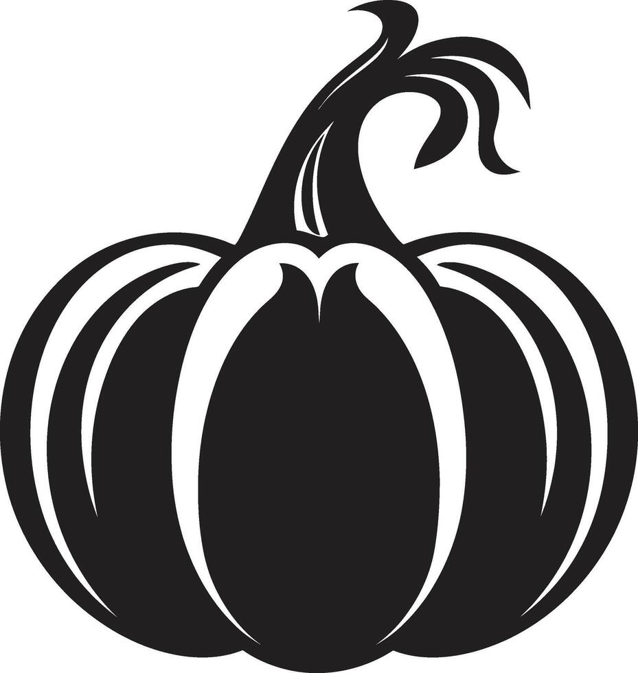Shadowy Harvest Pumpkin Icon Design in Black Haunted Harvest Black Pumpkin Logo Icon vector