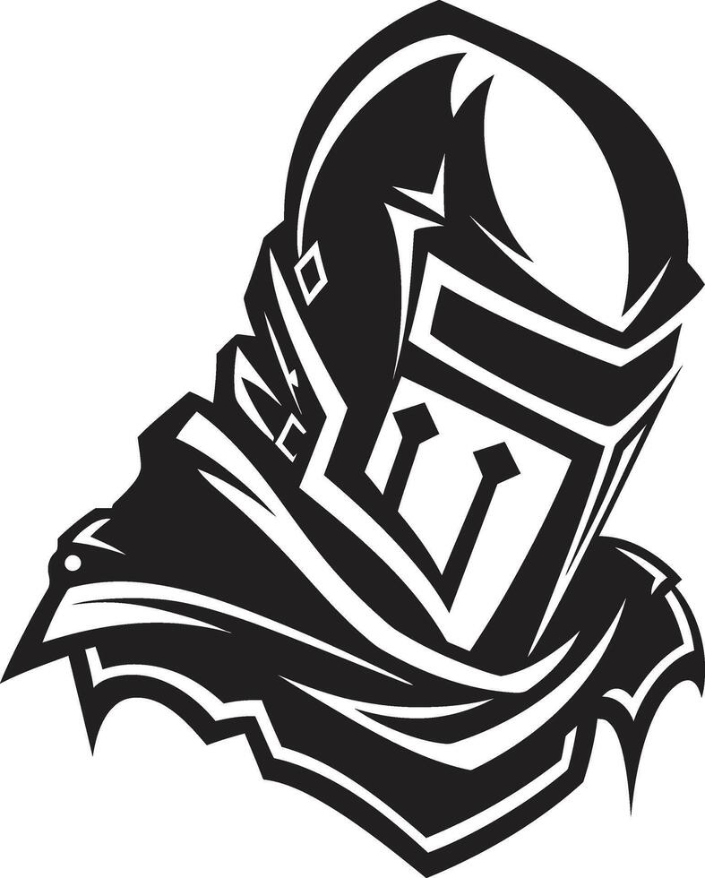 Lamenting Legionnaire Iconic Sad Knight Soldier Logo in Black Brooding Guardian Black Icon Design for Sad Knight Soldier vector