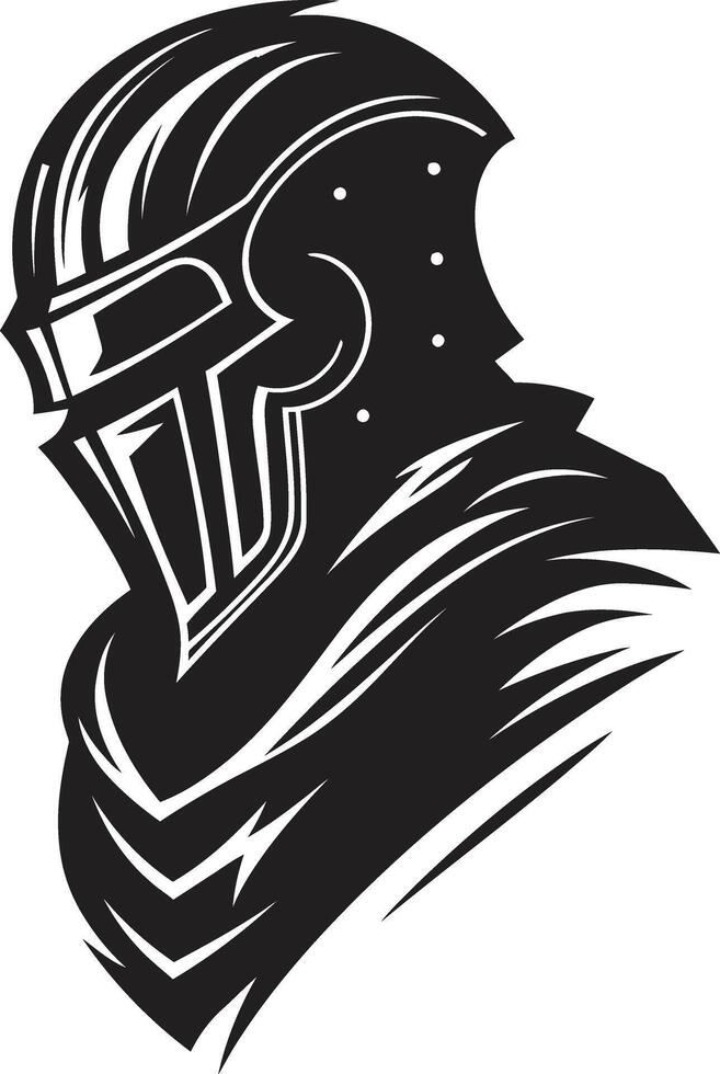 Tearful Tribute Black Icon Design for Sad Knight Soldier Logo Lamenting Legionnaire Black Icon Design for Sad Knight Soldier vector