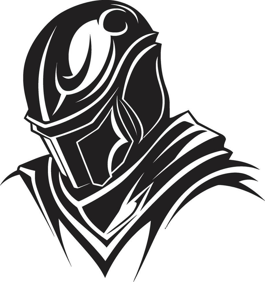 Shadowed Sorrow Black Icon Design for Sad Knight Soldier Mourning Majesty Elegant Black Sad Knight Soldier Emblem vector