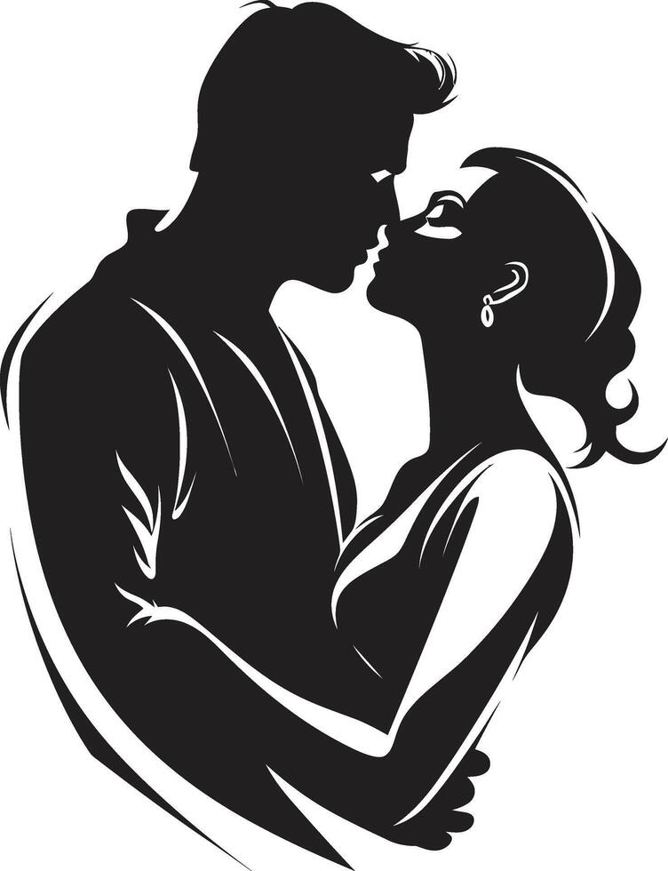 Magnetic Moments Elegant Black Seductive Couple Logo in Seduction Serenade Black Icon Design for Alluring Couple Logo vector