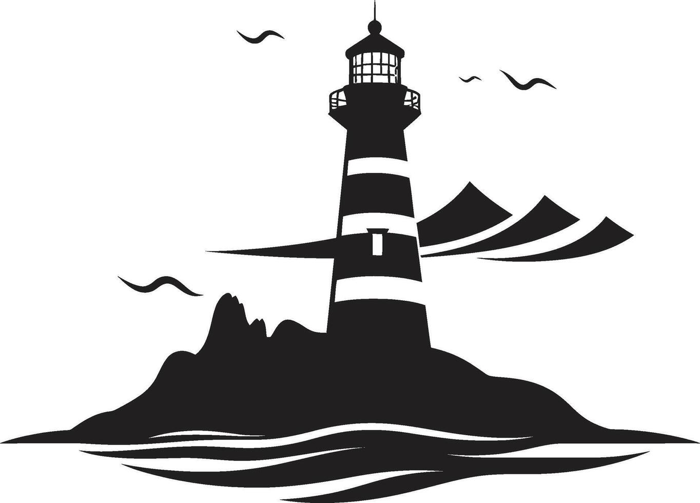 Harbor Watchtower Lighthouse in Elegant Guiding Star Emblem Nautical Lighthouse vector
