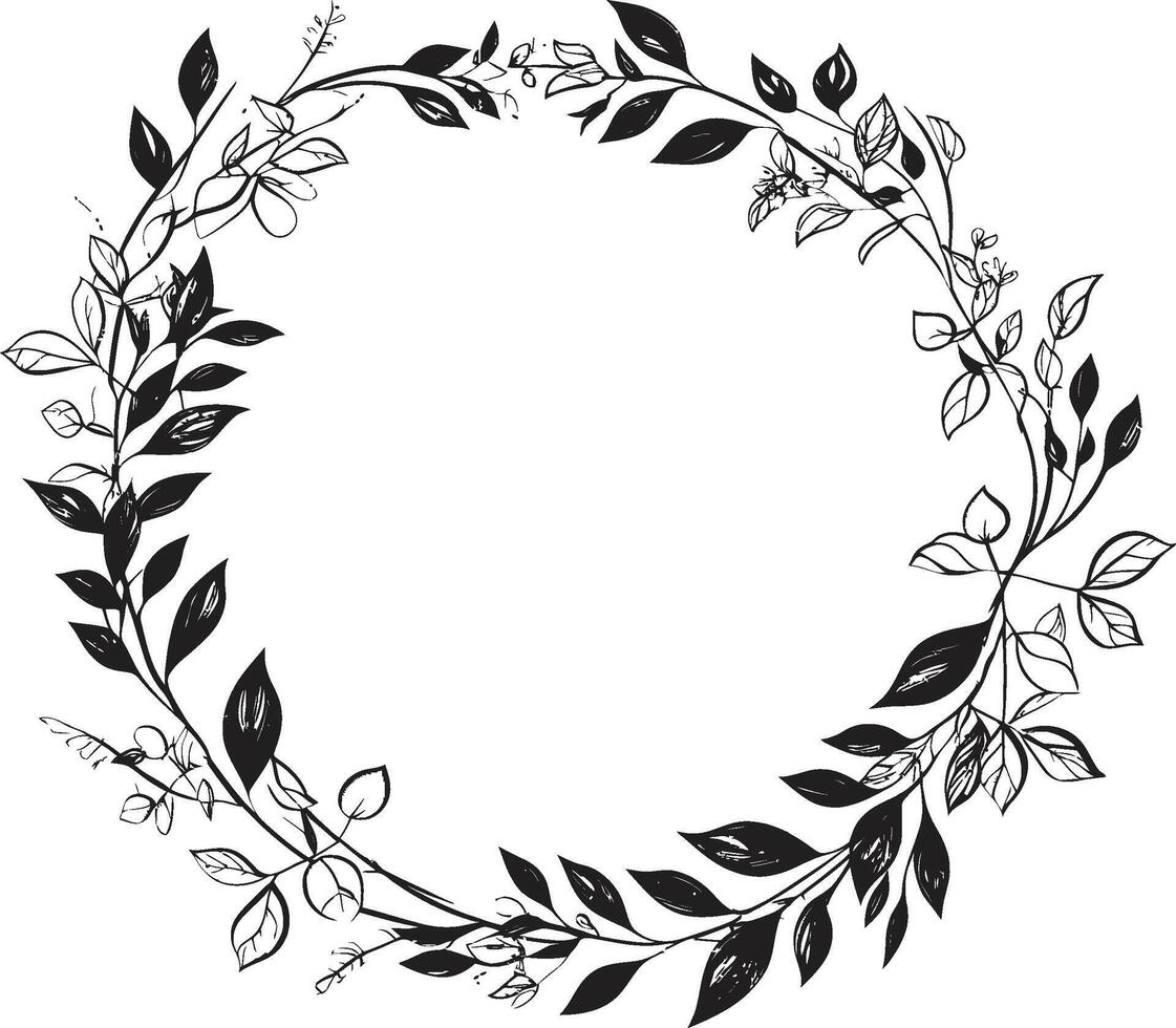 Serene Circlet Leaf Wedding Doodle Emblem Enchanted Unity Doodle Wreath Wedding vector