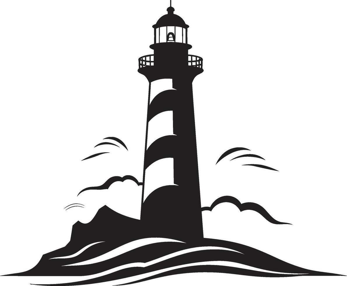 Harbor Watchtower Lighthouse in Elegant Guiding Star Emblem Nautical Lighthouse vector