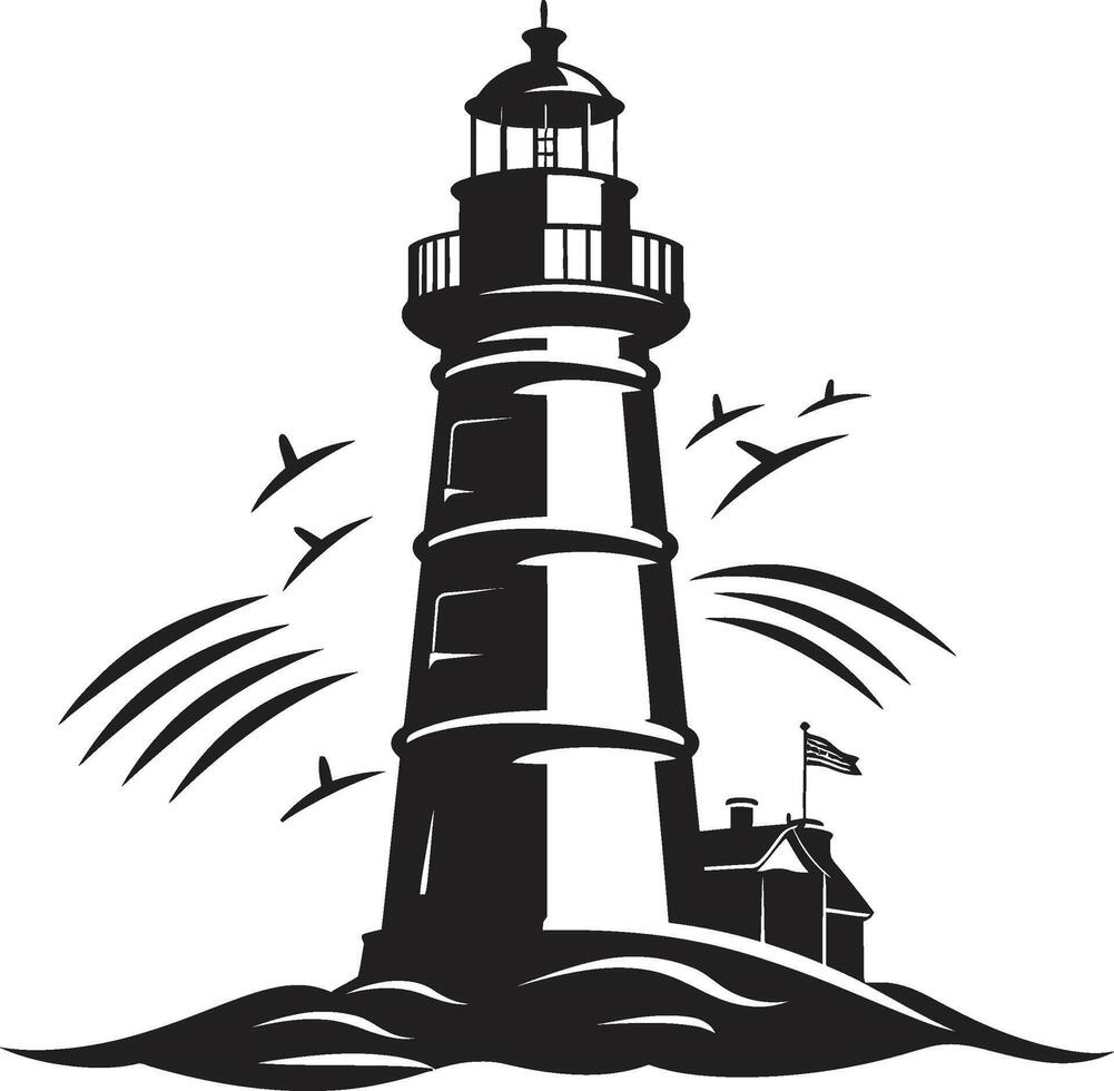 Seafaring Illumination Nautical Guiding Light Radiance Lighthouse Emblem vector
