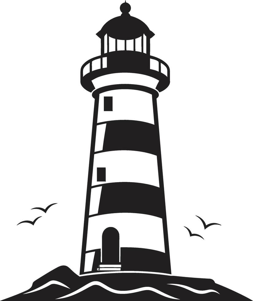 Coastal Watch Sentinel Lighthouse in Seafaring Illumination Nautical vector